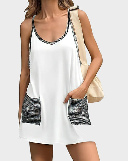 Casual Sleeveless Mini Dress With Built-In Shorts