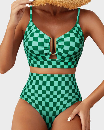 U-Wire Cutout Textured High-Waist Bikini Set