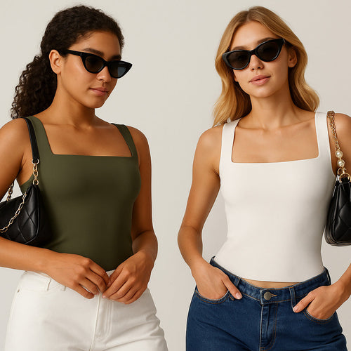 Sleeveless Square-Neck Tank Top