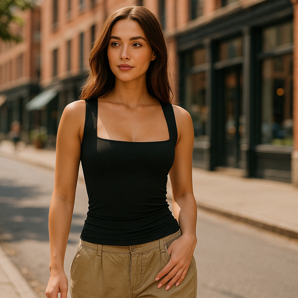 Sleeveless Square-Neck Tank Top