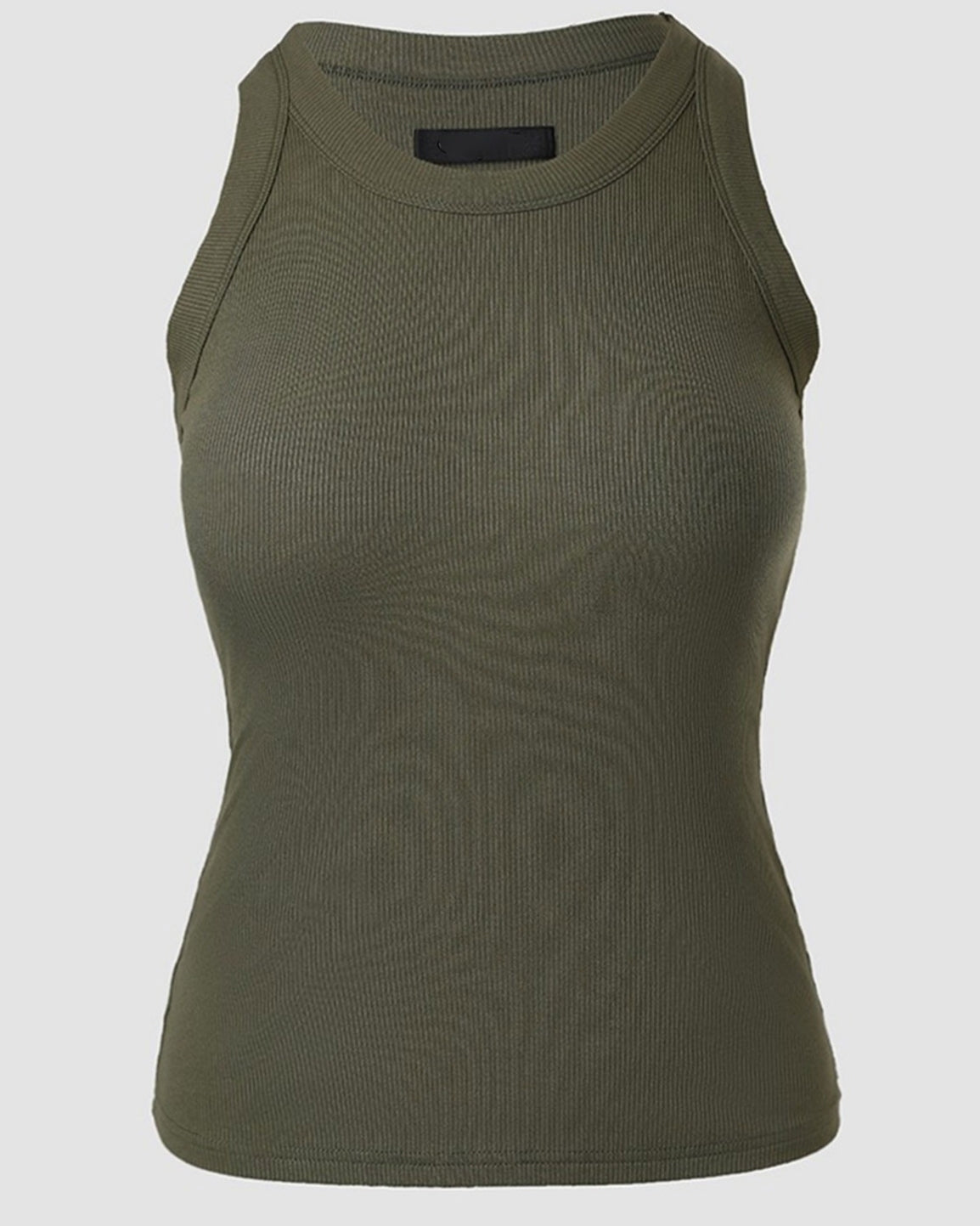 Tank Top with Built in Bra, Round Neck Ribbed Tank Top with Bra Pads