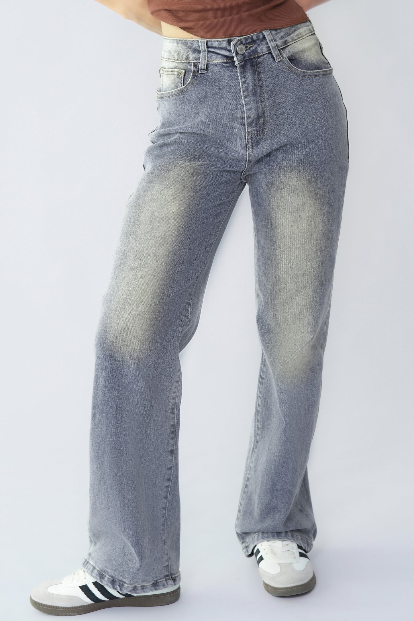 Women's Minimalist High Waist Denim Stretch Wide Leg Jeans