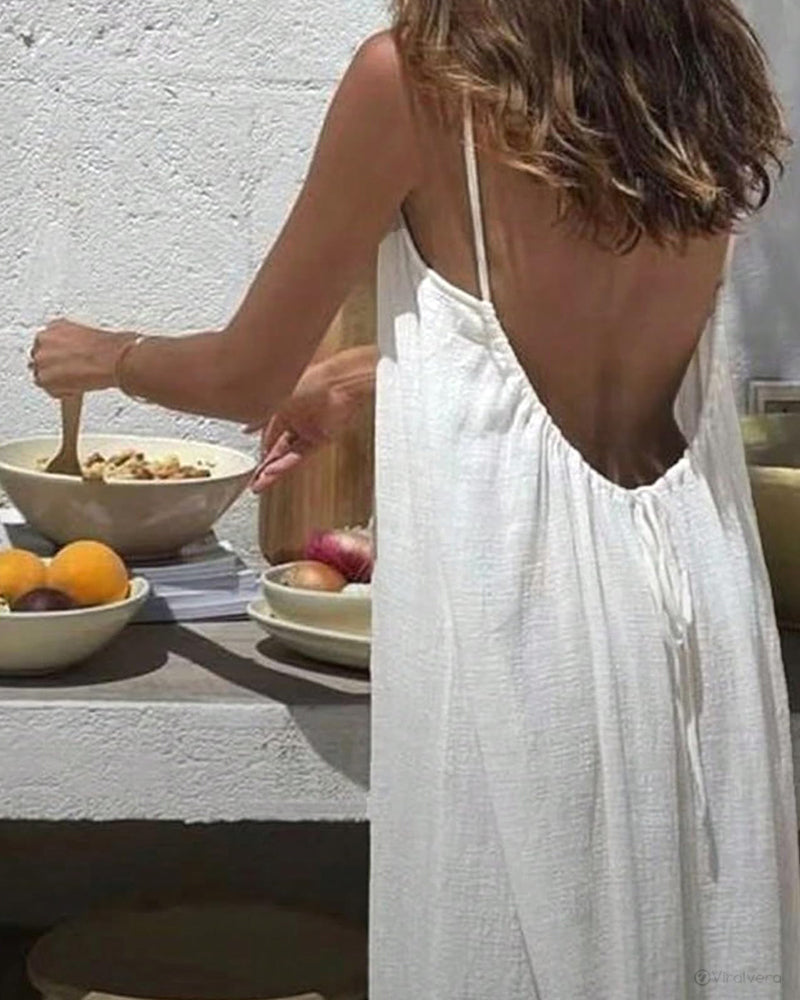 Women's Solid Color Backless Cami Dress